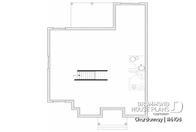Basement - Modern Scandinavian house plan with 2 bedrooms + den, master suite, pantry, mudroom - Chardonnay