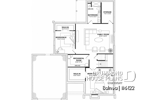 Basement - Scandinavian style house plan, superb kitchen with pantry & back kitchen, large master suite w/private balcony - Balnea