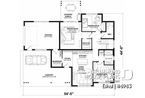 1st level option 1 - Modern one bedroom home with attached RV garage and single and four bedroom garage option - Eskal