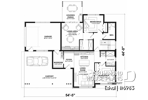 1st level option 2 - Modern one bedroom home with attached RV garage and single and four bedroom garage option - Eskal