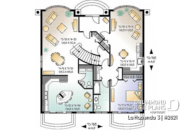 1st level - Multigenerational house plan, one-bedroom apartment on main floor, two-story 3 bedroom for the family - La Hacienda 3