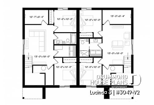 Basement - Very stylish modern duplex plan with 3 bedrooms, 2 baths, living room, family room and affordable construction - Lucinda 3