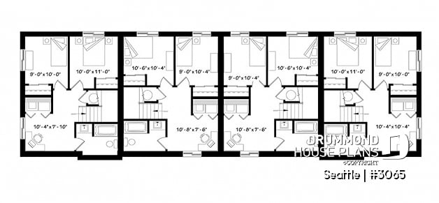 Basement - 4 unit multi plex plan, 3 to 4 bedroom, cathedral ceiling, two-sided fireplace, various kitchen design options - Seattle