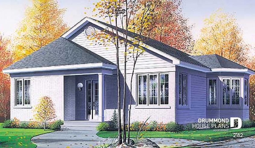 front - BASE MODEL - Charming small 2 bedroom country style house plan with lots of natural light - Andrew