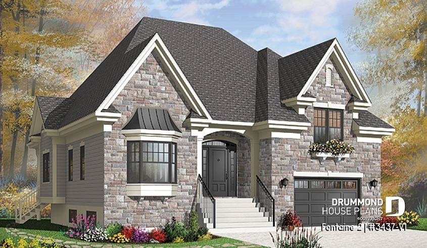 front - BASE MODEL - European style with terrace and  3 large bedrooms and garage - Fontaine 2