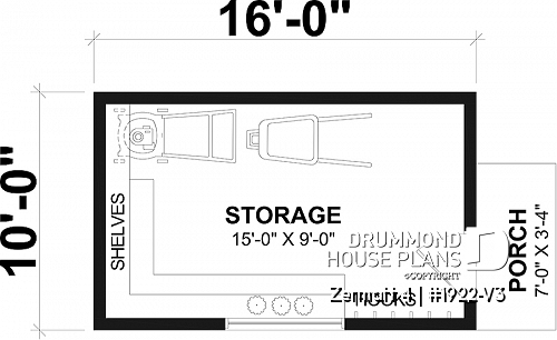 1st level - Stylish and simple shed plan with shelf and log storage areas - Zermatt 4