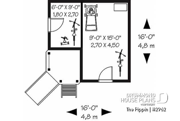 1st level - Small garden shed plan with play area for children - The Pippin