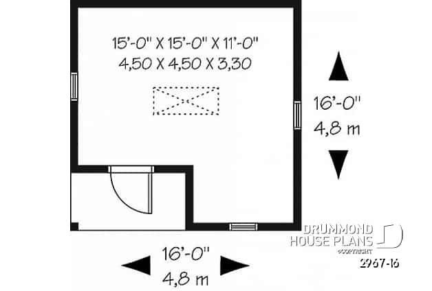 1st level - Affordable garden shed plan with storage in attic - Capeline 2