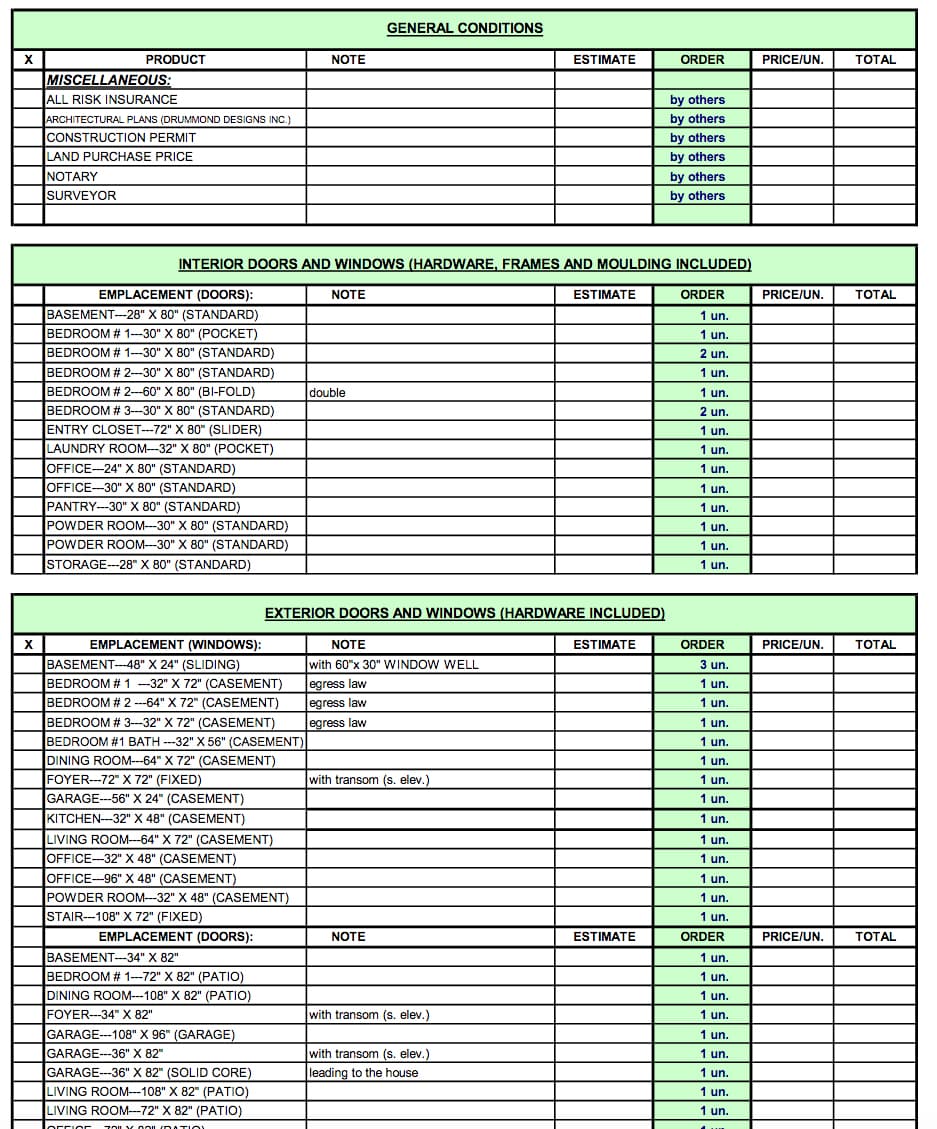 Material list