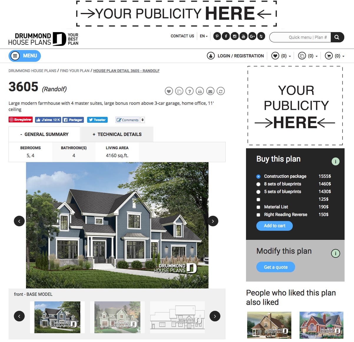 Advertising on Drummond House Plans homepage