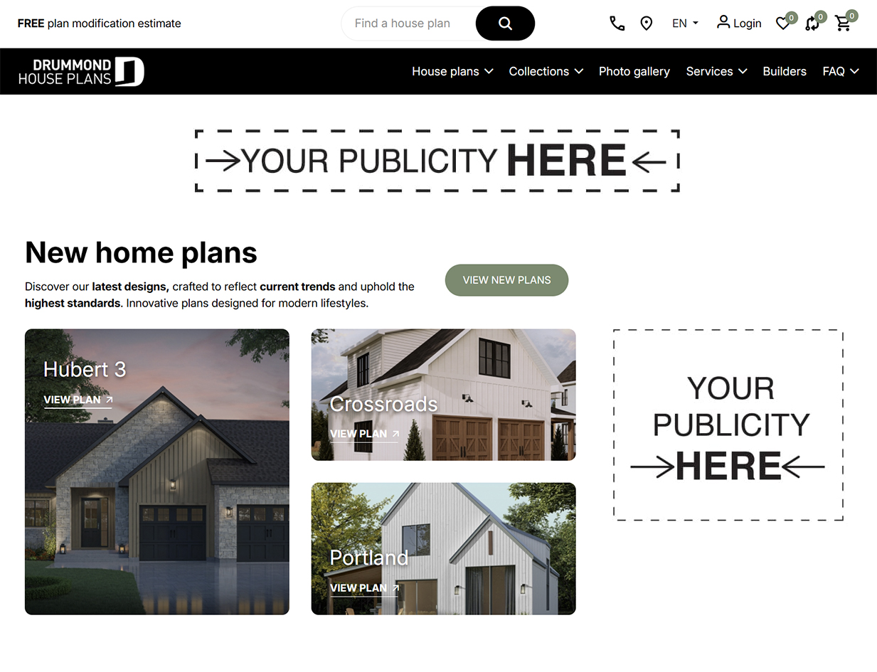 Advertising on Drummond House Plans homepage