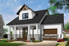 front - BASE MODEL - 2 bedroom tiny home, Country rustic style, open floor plan concept and lots of storage - Delphine