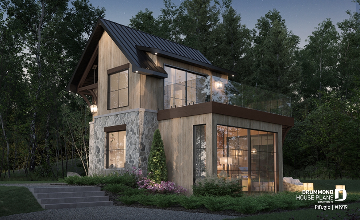 front - BASE MODEL - Small and charming 1+ bedroom cottage plan with lots of natural light! - Rifugio