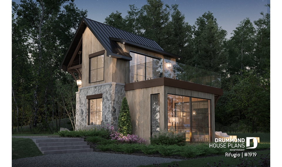 front - BASE MODEL - Small and charming 1+ bedroom cottage plan with lots of natural light! - Rifugio