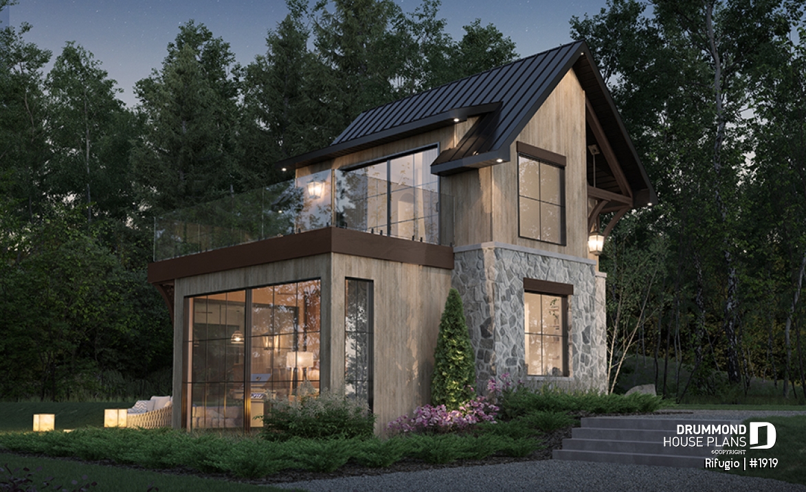 front - BASE MODEL - Small and charming 1+ bedroom cottage plan with lots of natural light! - Rifugio