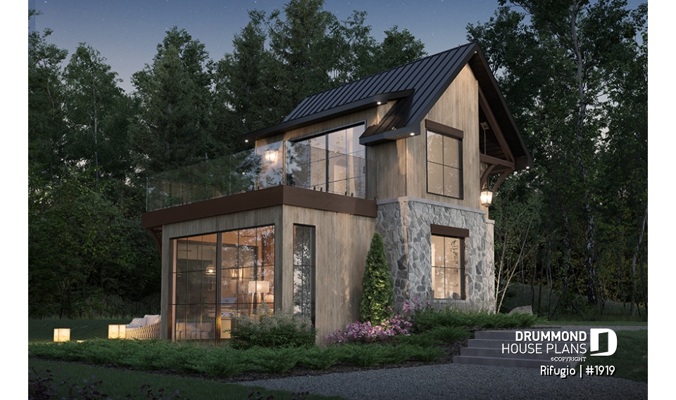 front - BASE MODEL - Small and charming 1+ bedroom cottage plan with lots of natural light! - Rifugio