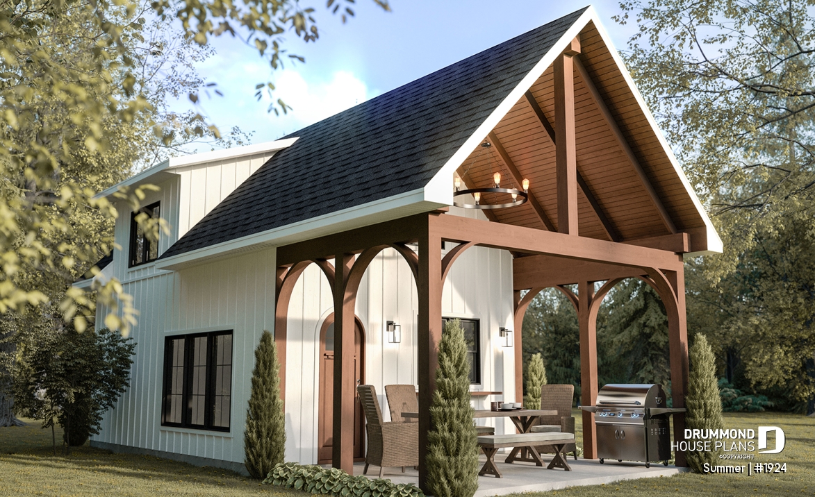 front - BASE MODEL - Versatile plan for a tiny house, garden pavilion or small guest house, the choice is yours! - Summer