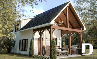 front - BASE MODEL - Versatile plan for a tiny house, garden pavilion or small guest house, the choice is yours! - Summer