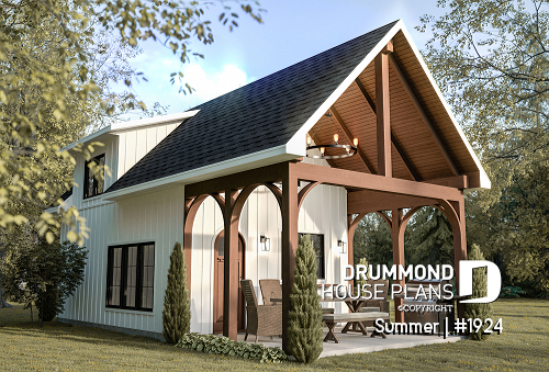 front - BASE MODEL - Versatile plan for a tiny house, garden pavilion or small guest house, the choice is yours! - Summer