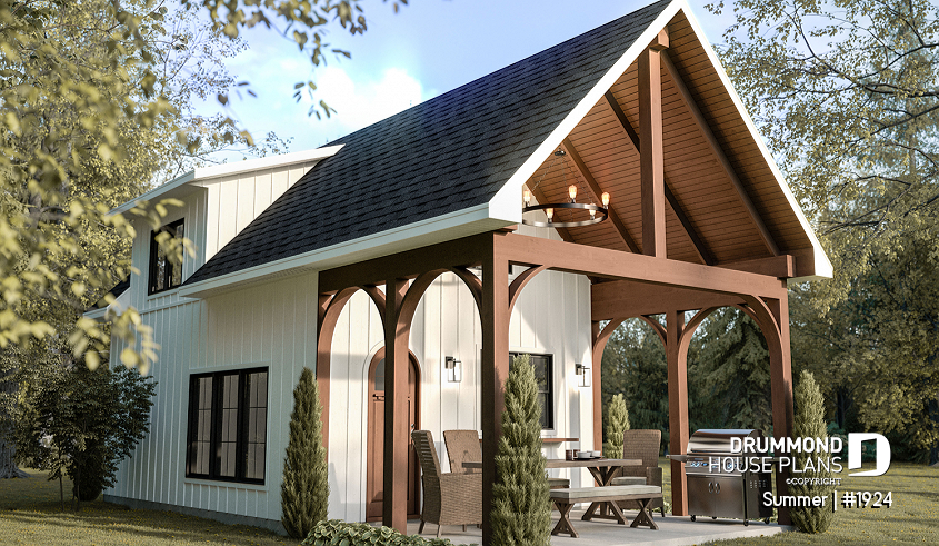 front - BASE MODEL - Versatile plan for a tiny house, garden pavilion or small guest house, the choice is yours! - Summer