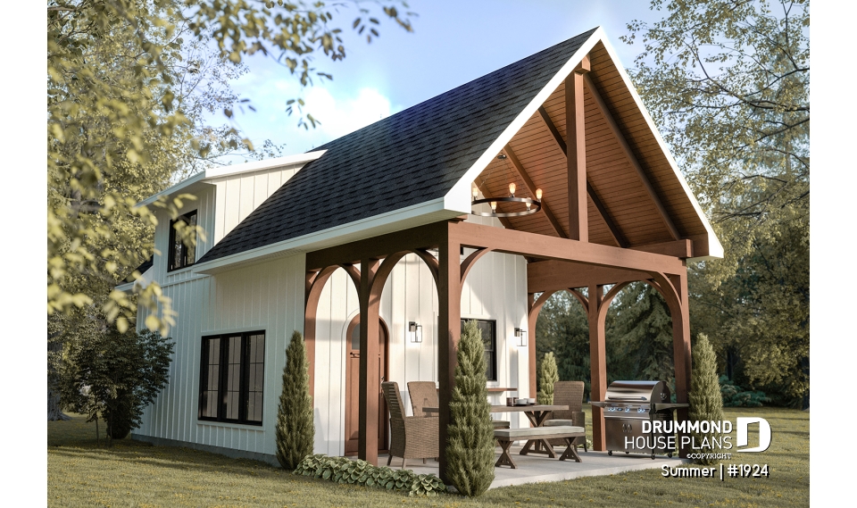 front - BASE MODEL - Versatile plan for a tiny house, garden pavilion or small guest house, the choice is yours! - Summer