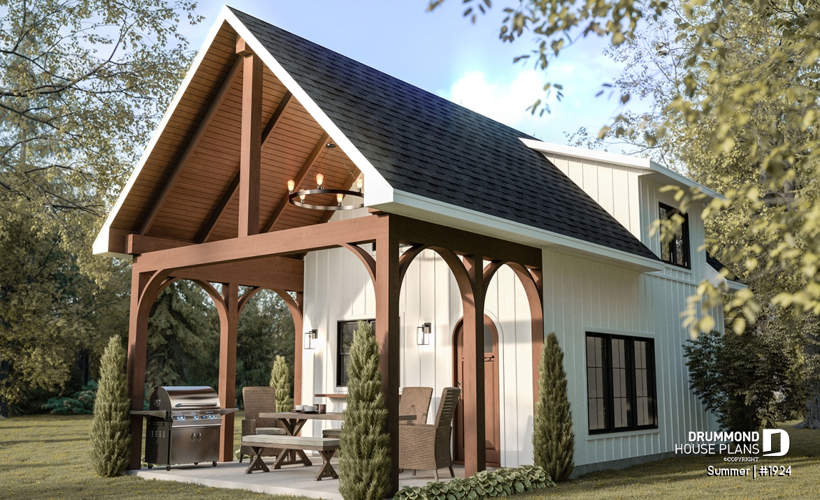 front - BASE MODEL - Versatile plan for a tiny house, garden pavilion or small guest house, the choice is yours! - Summer