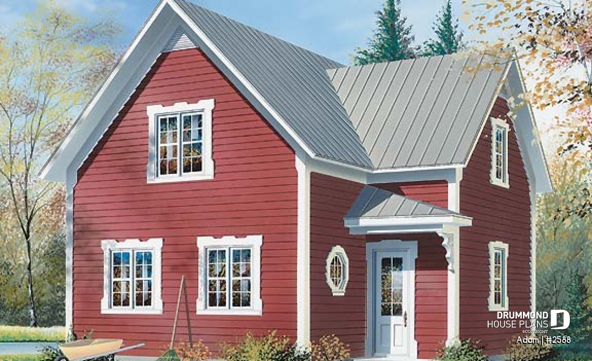 front - BASE MODEL - Small 2-story Country home, ideal first-home, open plan,  2 bedrooms, laundry room on main - Adam