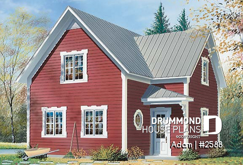 front - BASE MODEL - Small 2-story Country home, ideal first-home, open plan,  2 bedrooms, laundry room on main - Adam