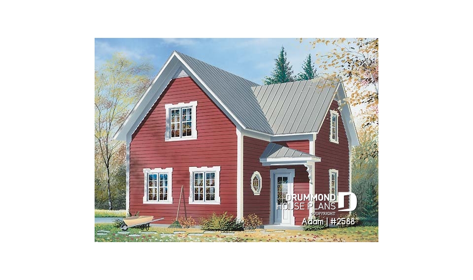 front - BASE MODEL - Small 2-story Country home, ideal first-home, open plan,  2 bedrooms, laundry room on main - Adam