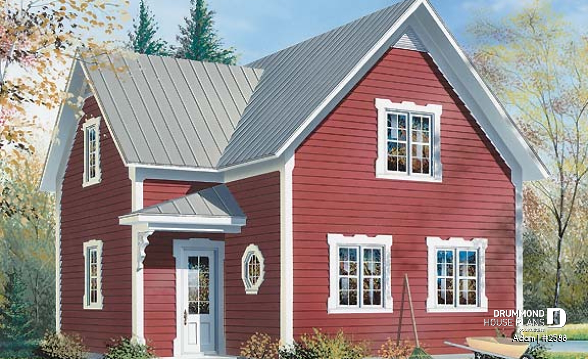 front - BASE MODEL - Small 2-story Country home, ideal first-home, open plan,  2 bedrooms, laundry room on main - Adam