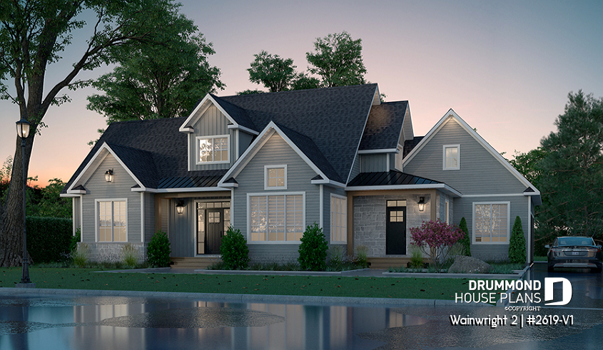 front - BASE MODEL - Modern French style home with 3 bedrooms incl. a beautiful master suite on main level, 2-car side-load garage - Wainwright 2