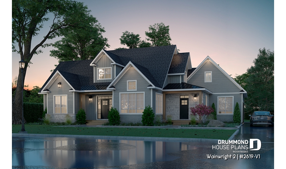 front - BASE MODEL - Modern French style home with 3 bedrooms incl. a beautiful master suite on main level, 2-car side-load garage - Wainwright 2
