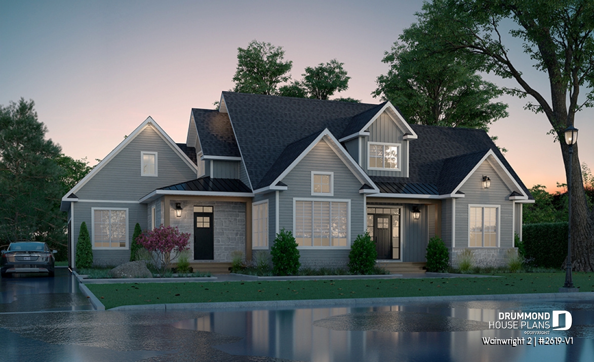 front - BASE MODEL - Modern French style home with 3 bedrooms incl. a beautiful master suite on main level, 2-car side-load garage - Wainwright 2