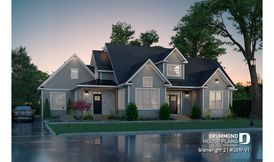 front - BASE MODEL - Modern French style home with 3 bedrooms incl. a beautiful master suite on main level, 2-car side-load garage - Wainwright 2