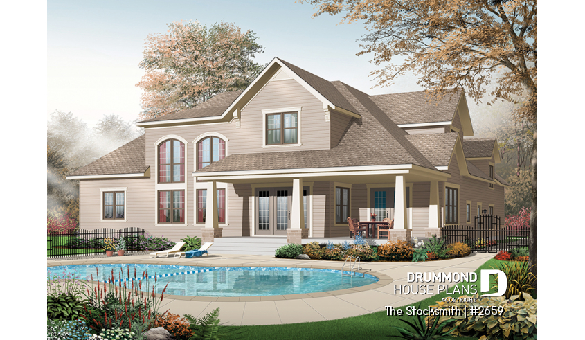 Color version 1 - Rear of house plan 2659 Color version 1 - Rear - The Stocksmith