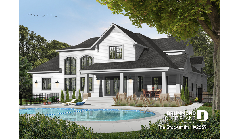 Rear view - BASE MODEL of house plan 2659 Rear view - BASE MODEL - The Stocksmith