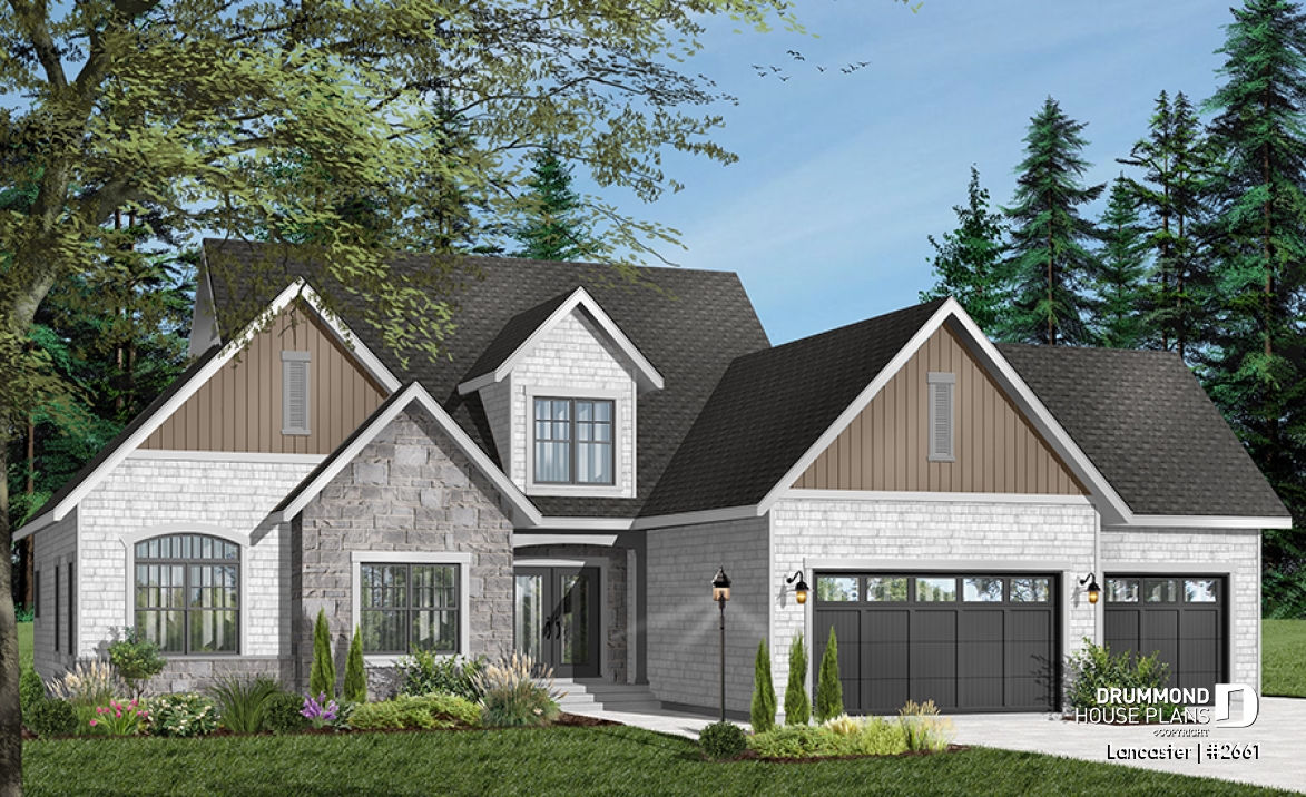 Color version 1 - Front - Timeless luxury home with triple garage and flexible living spaces for today’s modern families - Lancaster