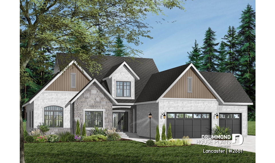 Color version 1 - Front - Timeless luxury home with triple garage and flexible living spaces for today’s modern families - Lancaster