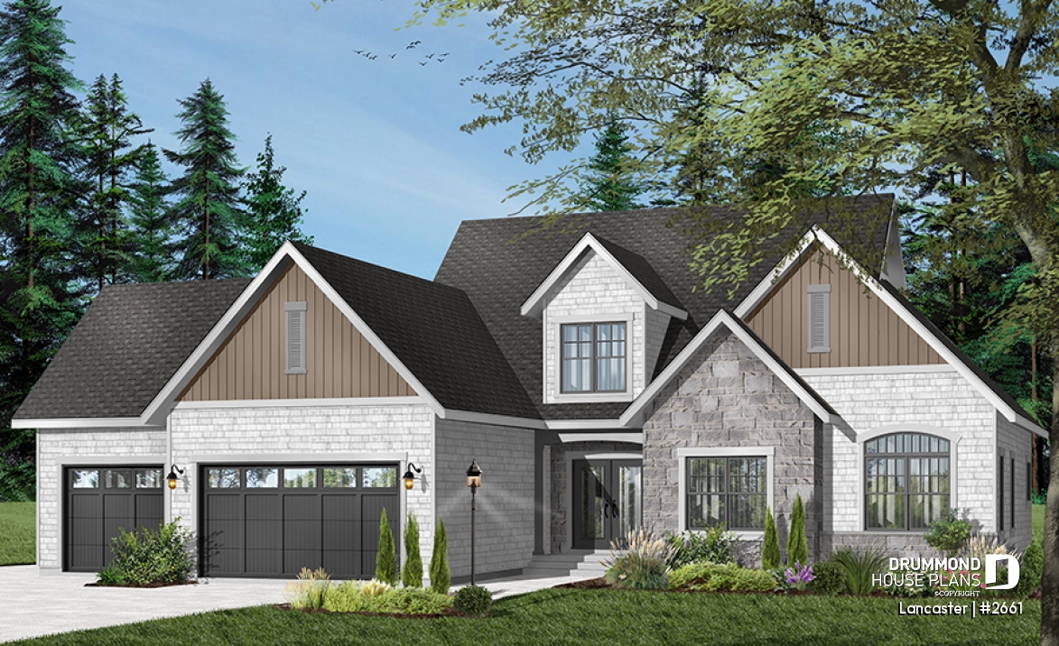 Color version 1 - Front - Timeless luxury home with triple garage and flexible living spaces for today’s modern families - Lancaster
