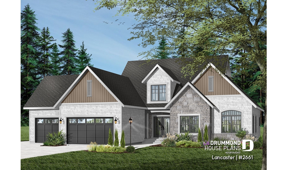 Color version 1 - Front - Timeless luxury home with triple garage and flexible living spaces for today’s modern families - Lancaster