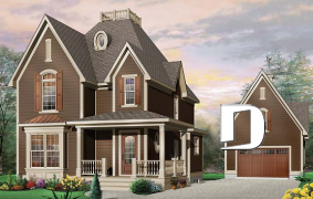 front - BASE MODEL - Tudor house model with master suite, total 3 bedrooms, formal dining and living rooms, fireplace - Monarch