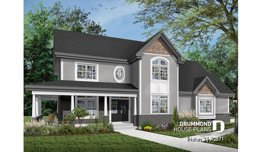Color version 4 - Front of house plan 2871 Color version 4 - Front - Tristan 2