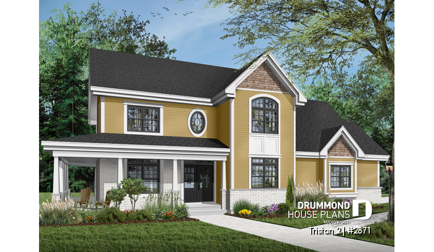 Color version 5 - Front of house plan 2871 Color version 5 - Front - Tristan 2