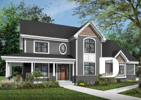 Color version 6 - Front - American Farmhouse Home Plan With Primary Suite, Open Living Spaces and Large Expansion Potential - Tristan 2
