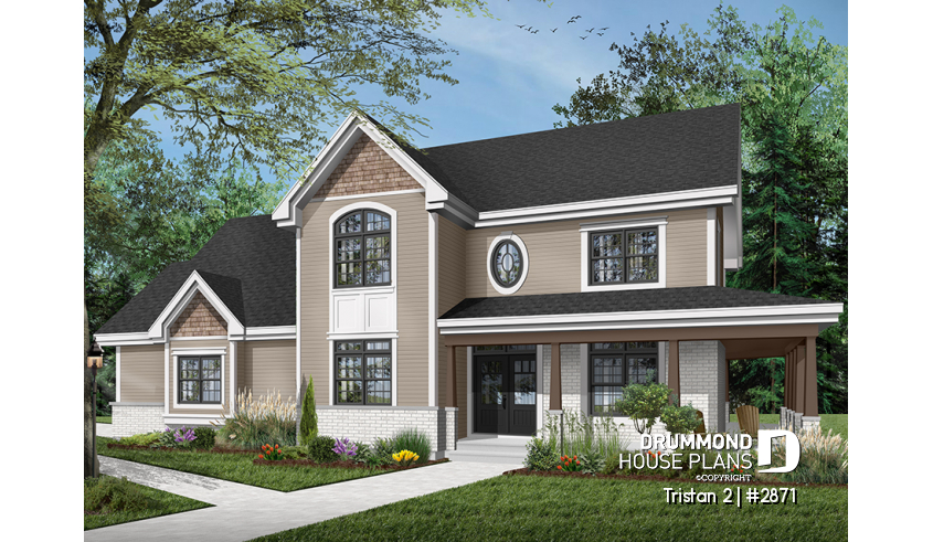 Color version 8 - Front of house plan 2871 Color version 8 - Front - Tristan 2