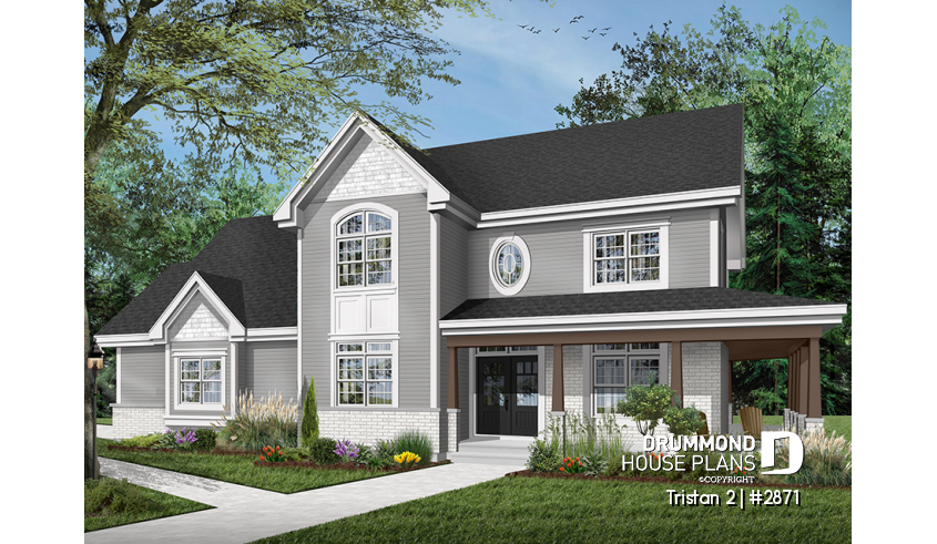 Color version 9 - Front of house plan 2871 Color version 9 - Front - Tristan 2