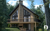 Rear view - BASE MODEL - Affordable mountain rustic cottage chalet house plan, 3-4 bedrooms, open loft, cathedral ceiling, 2 fireplaces - Skybridge 3