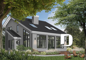 Color version 1 - Front - Bright Modern Vacation Home with Mezzanine and Sloped Ceiling, Perfect for Lakeside or Nature Lots. - Ataglance