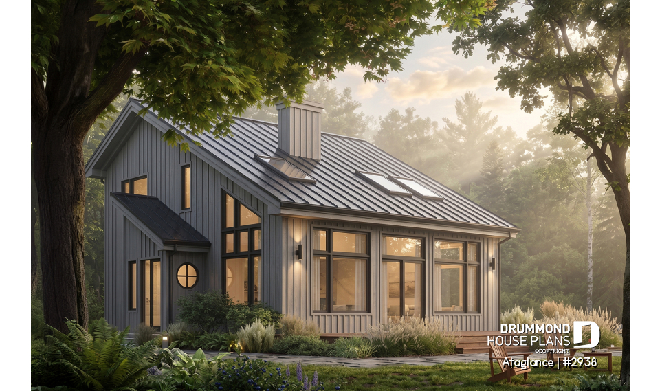 front - BASE MODEL - Bright Modern Vacation Home with Mezzanine and Sloped Ceiling, Perfect for Lakeside or Nature Lots. - Ataglance