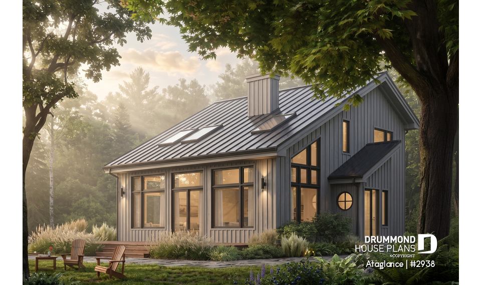 front - BASE MODEL - Bright Modern Vacation Home with Mezzanine and Sloped Ceiling, Perfect for Lakeside or Nature Lots. - Ataglance